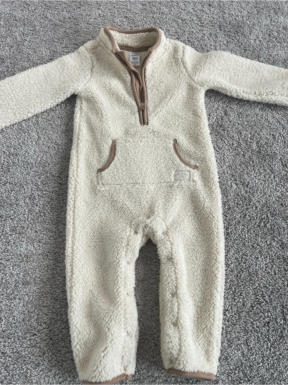 Carter's Gender Neutral Sherpa Coverall Fleece Jumpsuit Size 18 months